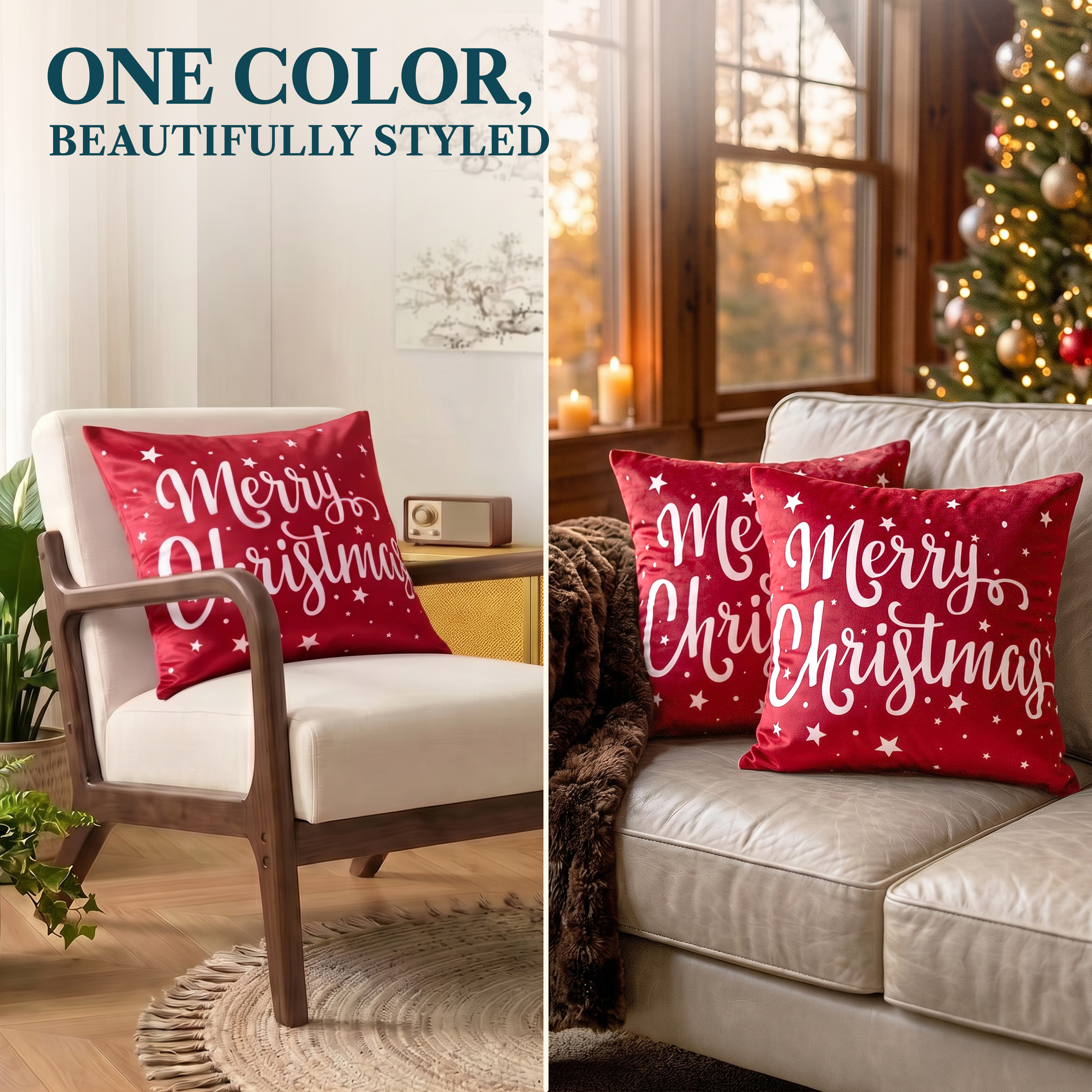Pavilia Christmas Red Velvet Throw Pillow Covers Set Of 2 photo 3