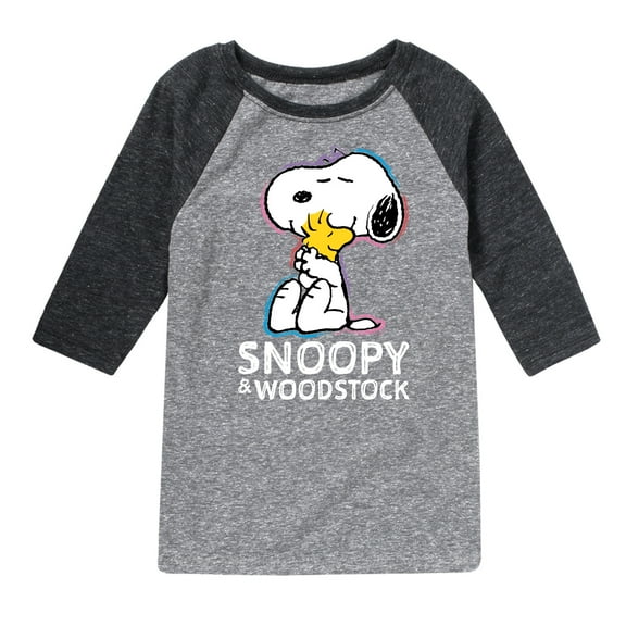 Peanuts - Snoopy And Woodstock - Toddler & Youth Raglan Graphic T-Shirt