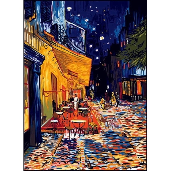 Needlepoint canvas for halfstitch without yarn Caf√© Terrace - Van Gogh SE929.569 Seg De Paris Printed Tapestry Canvas