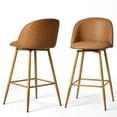 thumbnail image 4 of Homy Casa  Counter Height Bar Stools Set of 2, Brown PU Swivel Bar Chairs with Oak-Look Legs, 4 of 7