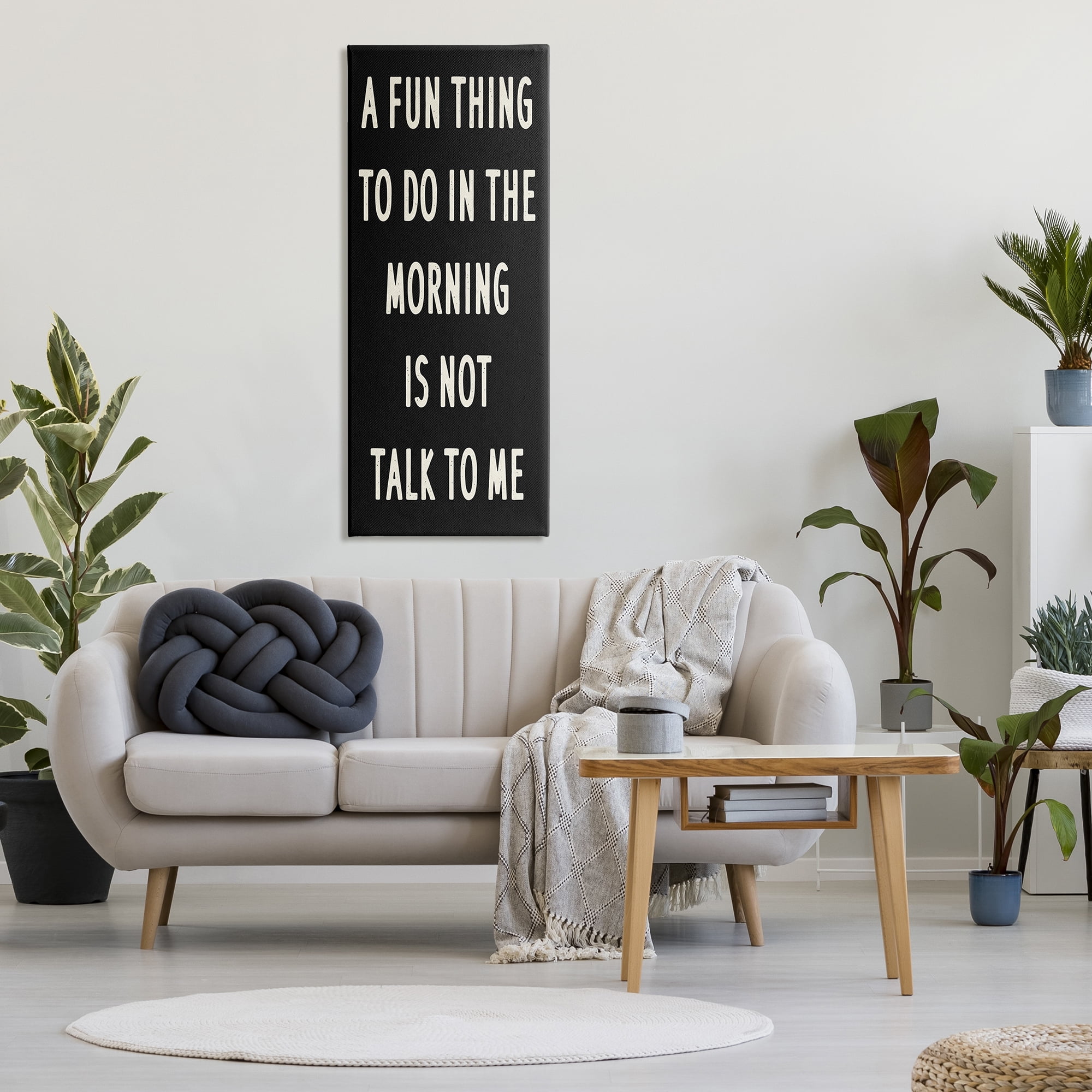 Stupell Industries Fun Thing in Morning Not Talk Phrase Joke, 20 x 48, Design by Daphne Polselli