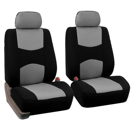 Universal Bucket Seat Cover - FH Group Universal Flat Cloth Bucket Seat Cover, 2 Pack, Gray and Black
