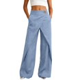 thumbnail image 3 of JUUNthy Womens Cross Front Palazzo Pants, Loose with Pockets Wide Leg High Waist 2026 Casual Fashion Vacation Pants Burgundy 2XL, 3 of 11