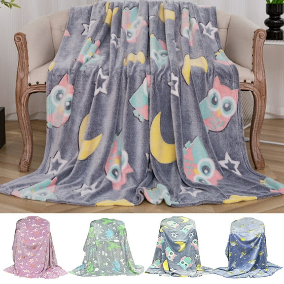 kladzum Blanket Glows in The Dark Luminous Blanket for Kids Unique Birthday Gifts for Girls Boys, Summer Quilt Small Blanket Soft Cozy Blanket Warm Fuzzy Throw Blanket for Couch Sofa Bed