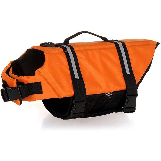 Chaleco salvavidas para perros, ropa de seguridad, arnés de cuello, protector de natación para mascotas, tira reflectante, traje de baño naranja, talla X-Small