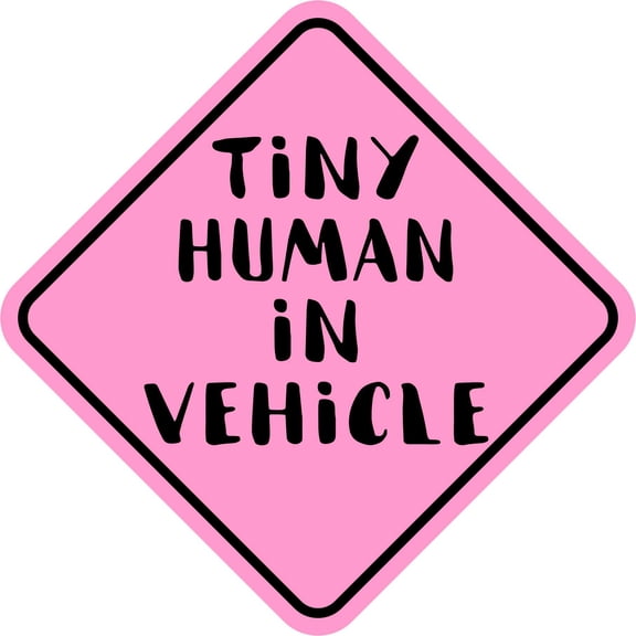 StickerTalk Pink Tiny Human in Vehicle Vinyl Sticker, 6 inches x 6 inches