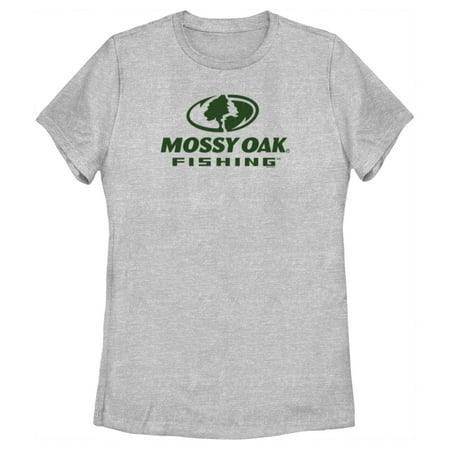 Women s Mossy Oak Fishing Logo Graphic Tee Athletic Heather 2X Large