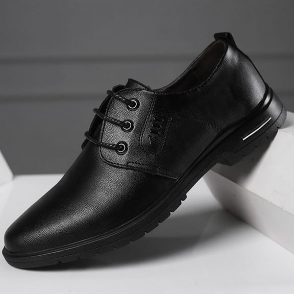 Tawop Dress Shoes Men Faux Leather Casual Dress Shoes Comfy Business Lace Up Soft Sole Oxfords Black Size:5.5