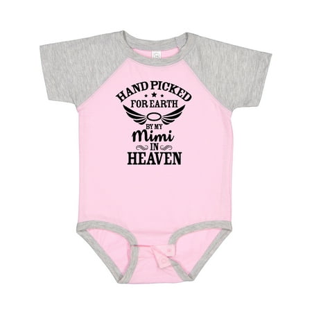 

Inktastic Handpicked for Earth by My Mimi in Heaven with Angel Wings Gift Baby Boy or Baby Girl Bodysuit