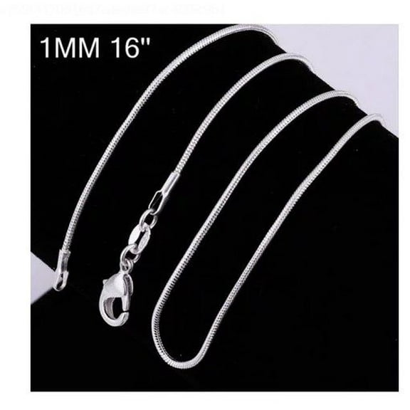Clearance Sale!16Inch Collier Femme Fashion Jewelry Sterling Silver 1 mm Snake Chain Necklace Women