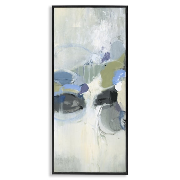 Stupell Industries Modern Muted Circular Dapples Black Framed Giclee Art, 10 x 24, by Lisa Ridgers