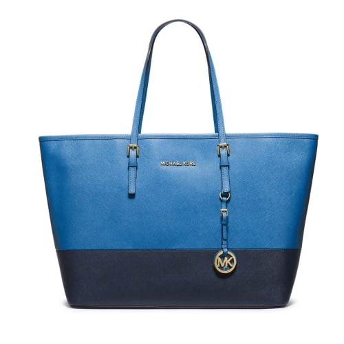 MICHAEL Michael Kors Jet Set Medium Travel Tote - Heritage Blue/Navy - 30H4GTVT2T-478