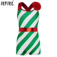 thumbnail image 2 of Niños Niñas Navidad Santa Elf disfraces Cosplay Ballet tul leotardo gimnasia patinaje artístico danza Biketard mono leotardo, 2 of 5