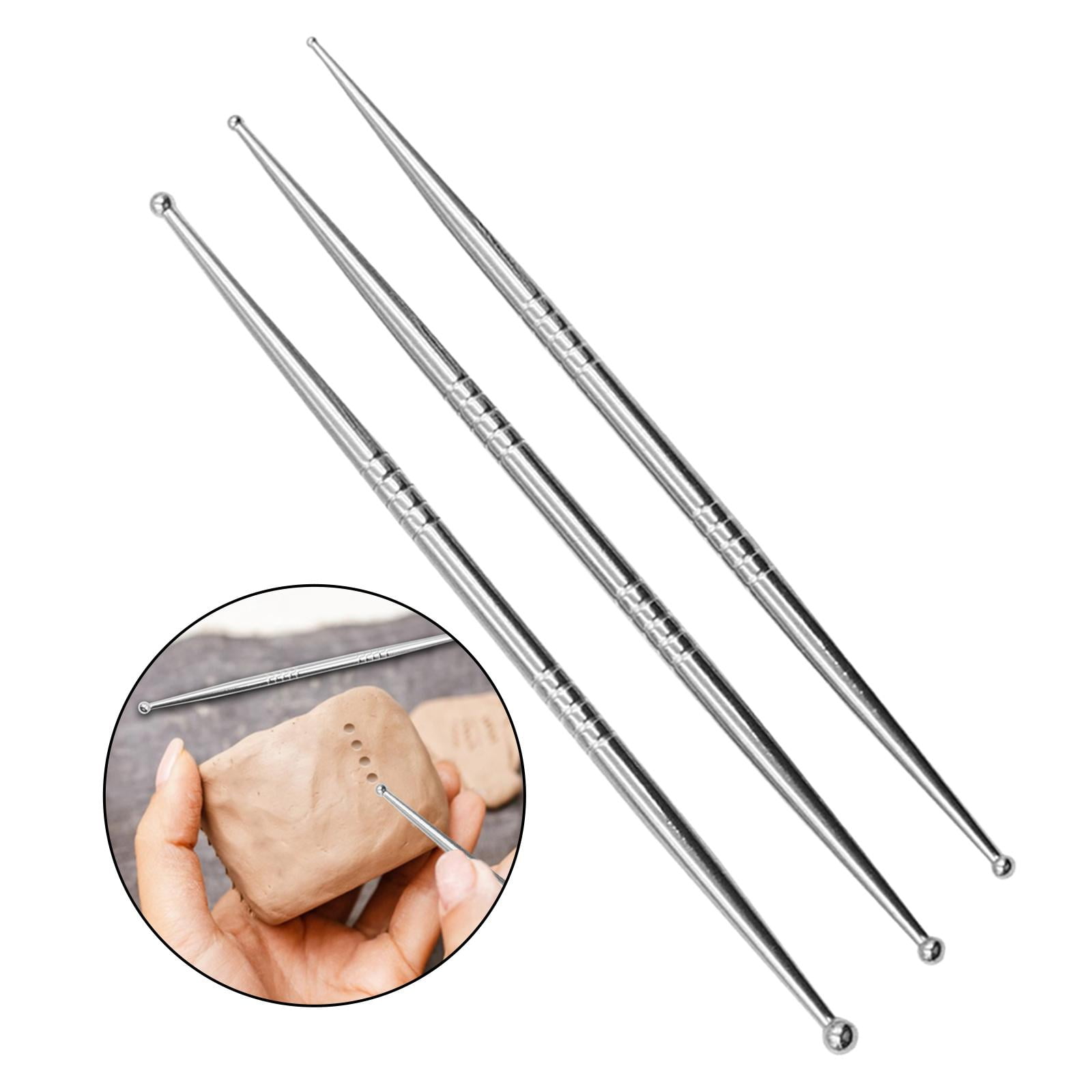 Milageto 4x 3 Pieces Ball Dotting Tools Ended Fondant Cake Decorating Ball Model Embossing Pattern Nail Art Dotting Tool Clay Tools