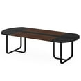 thumbnail image 4 of Benjara Executive Office Desk, 71 Inch Brown Top w Curved Edges, Black Metal, 4 of 6