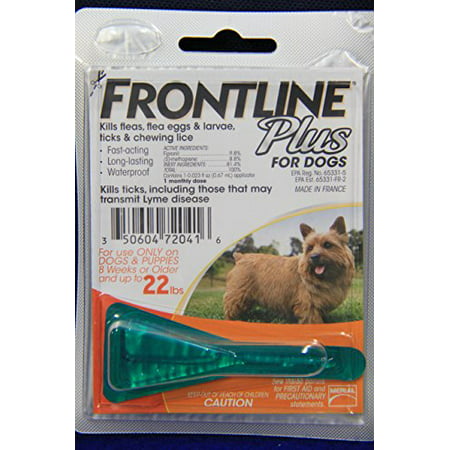 Frontline Plus for Small Dogs 0-22 lbs (0-10 kg), New & Fresh, 1 Month Supply, 1 Applicator (Small,