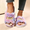 thumbnail image 3 of SAWOBUUN Womens Open Toe Fuzzy Slippers Memory Foam Non Slip Soft Sole Plush House Shoes Slip On Indoor Outdoor Slippers Warm Cozy, 3 of 8