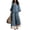 Blue, variant on Women Two Piece Set 3/4 Sleeve V Neck Tops and High Waist Wide Leg Pants with Contrast Hem Summer Cotton Linen Outfits, S