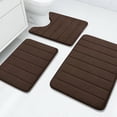 thumbnail image 1 of Juego de alfombras de baño Buganda, espuma viscoelástica, 3 piezas, color café, 1 of 8
