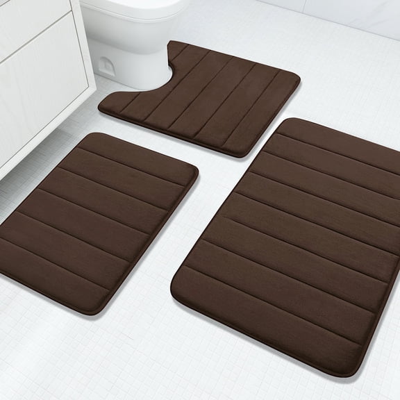 Juego de alfombras de baño Buganda, espuma viscoelástica, 3 piezas, color café