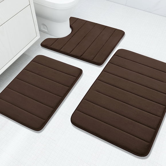Juego de alfombras de baño Buganda, espuma viscoelástica, 3 piezas, color café