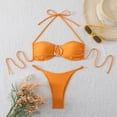 thumbnail image 2 of Uaswgudfs Women's Bandeau Ring Two Piece Bikini Sets Tie Side Thong Minimalist Solid Color Bathing Suit Orange L, 2 of 3