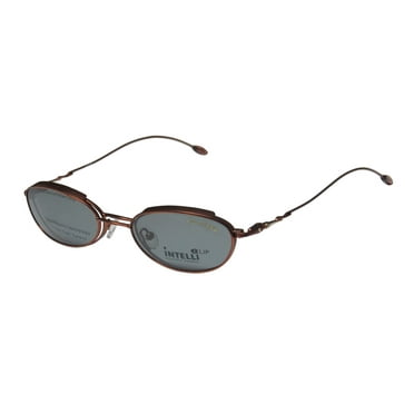 NEW ELITE STRASS CLIPON EYEWEAR INTELLI CLIP 735 WOMENS/LADIES DESIGNER FULL-RIM COPPER FRAME DEMO LENSES 49-18-138 SUNGLASS LENS CLIP-ONS FLEXIBLE HINGES EYEGLASSES/EYEWEAR