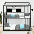 Twin over Twin Metal House Bunk Bed with 2 Ladders for Kids Teens