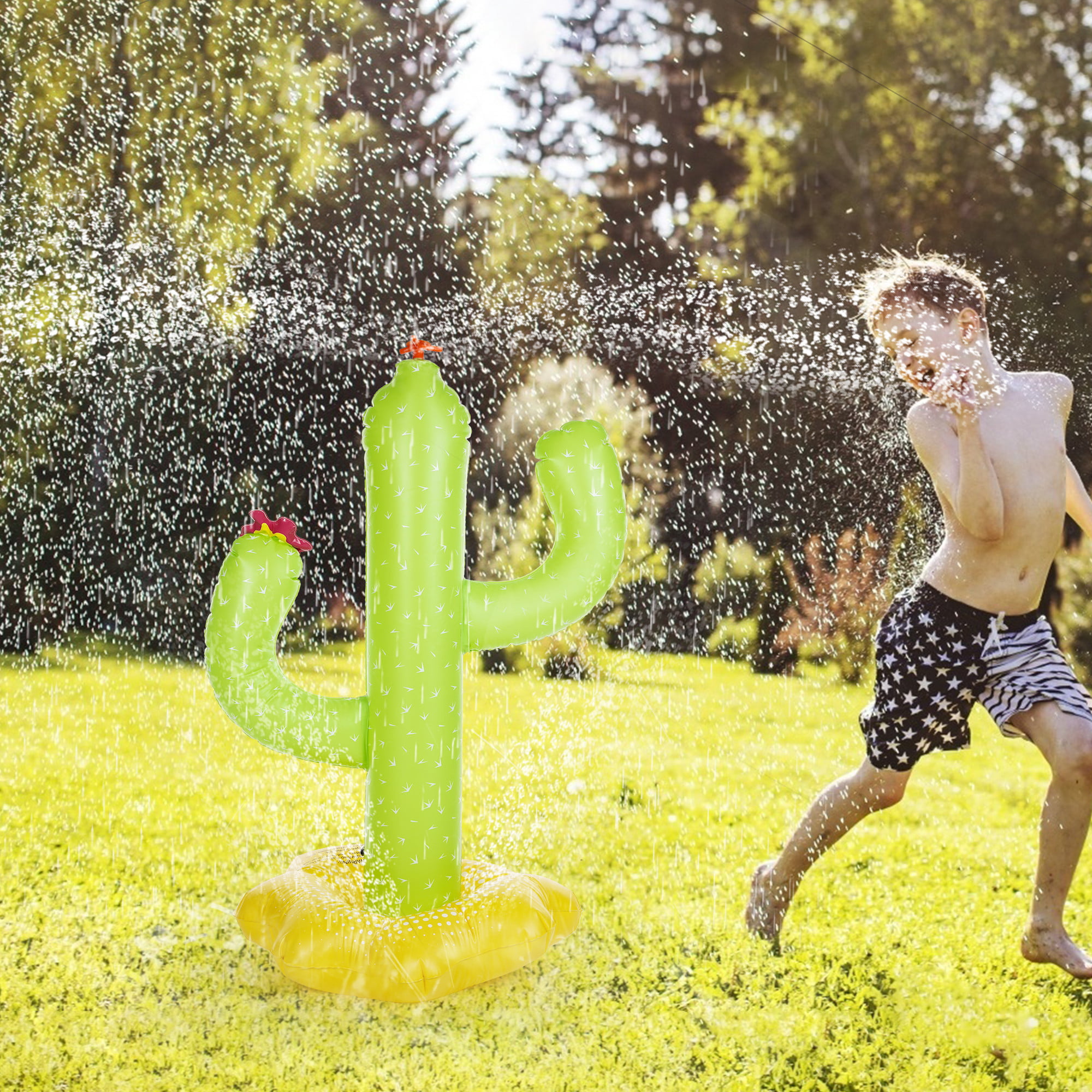 Wham-O Giggle and Splash Cactus Sprinkler Kids Outdoor Garden Inflatable Game 