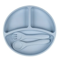 Suction Plates for Babies & Toddlers Silicone Baby Toddler Plate BPA Free Divided Plate with Bendable Spoons Silicone Grip Dish Microwave & Dishwasher Safe