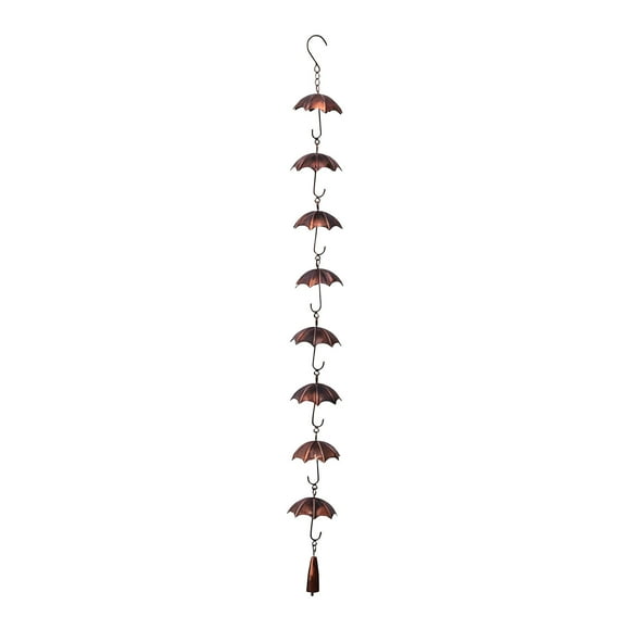 A Pinecone Umbrella Rain Chain Metal Outdoor Garden Patio Decor Wind Chime Water Drainage Hanging Ornament Wrought Iron Art Craft 39.37 Inch Length