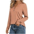 thumbnail image 3 of Maean Women's Blouse Dress Long Sleeve V Neck Polka Dot Tops Work Office Causal Shirts S-3XL, 3 of 5