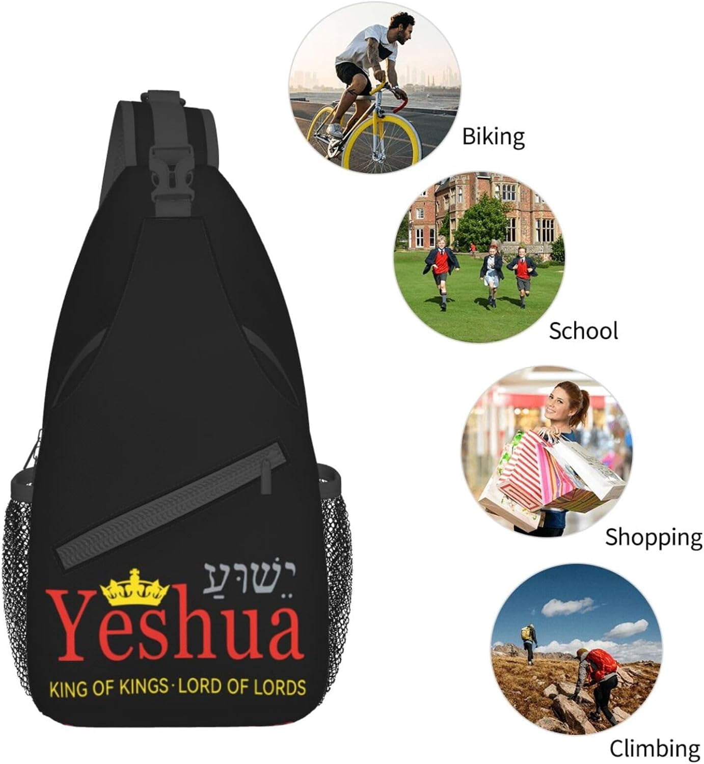 Yeshua Jesus Christian Sling Bag Crossbody Hiking Travel Chest Bags Backpack Shoulder Daypack for Women Men