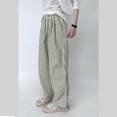 thumbnail image 4 of XUNKUSGA Trousers Pants for Women Casual Striped Wide Leg Sweatpants Women Pinstripe Baggy High Waisted Drawstring Lightweights Beach Trousers With Pockets, 4 of 5