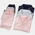 thumbnail image 6 of WOLLED Kids Baby Boys Girls Silk Pajama Set Button down Stain Long Sleeve Sleepwear Tops 2PCS Outfit Toddler V-Neck Jammies Loungewear for 1-10 Years, 6 of 9