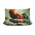 thumbnail image 3 of 3 Pcs Soft Bedding Set, Includes 1 Duvet Cover with Zipper And 2 Pillow,Shams Oil Rooster Twin(86"x70"), 3 of 8