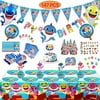 Shark Party Supplies for Baby, 147 Pcs, Prizes, Toys, Ocean Party Decorations Theme Set