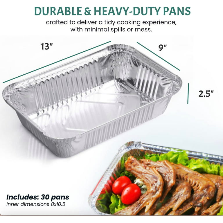 30 Pack Disposable Aluminum Foil Cake Pans Baking Trays Cooking Tin, 21 x  13 In 843128176208
