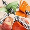 thumbnail image 5 of 5-in-1 Stainless Steel Multifunctional Vegetable and Fruit Peeler Set with Non-Slip Handle, Kitchen Slicer, Shredder, Zester, and Ice Shaver for Apples, Carrots, Cucumbers, Potatoes, Squash, Zucchini, 5 of 9