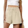 thumbnail image 2 of Fantaslook Summer Shorts for Women Cotton Linen Wide Leg High Waisted Shorts Drawstring Casual Beach Shorts with Pockets, 2 of 8