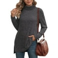 thumbnail image 5 of Qulqfy Turtleneck Women's Sweaters Pullover Dressy Gray Ribbed Knit Business Casual Shirts Lightweight Sweaters for Women XL, 5 of 6