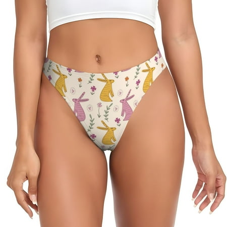 Sigee Yellow Pueple Rabbit for Women s G-String Panty  Low Rise  Soft Lace Perfect for Everyday Wear or Special Occasions-XX-Large