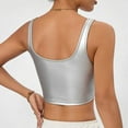 thumbnail image 6 of Spaghetti Strap Camis Women'S U Neck Sleeveless Clubwear Shiny Metallic Crop Top,Silver Women Blending Shirts XL, 6 of 9
