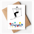 thumbnail image 1 of Black Winter Sport Skiing Pattern Wedding Cards Congratulations Greeting Envelopes, 1 of 3