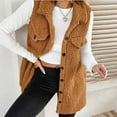 thumbnail image 2 of Solid Loose Fit Elegant Lapel Button Front Vest Cardigan for Women Women Casual Dress Sweater Long Sleeve Hoodie Womens Long Hooded Sweatshirt, 2 of 4