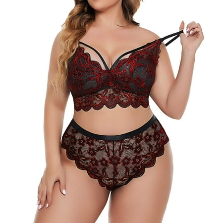 

Women Plus Size Lingerie Lace Bodysuit Exotic Teddy Lingerie Strappy Bra And Panty With Choker