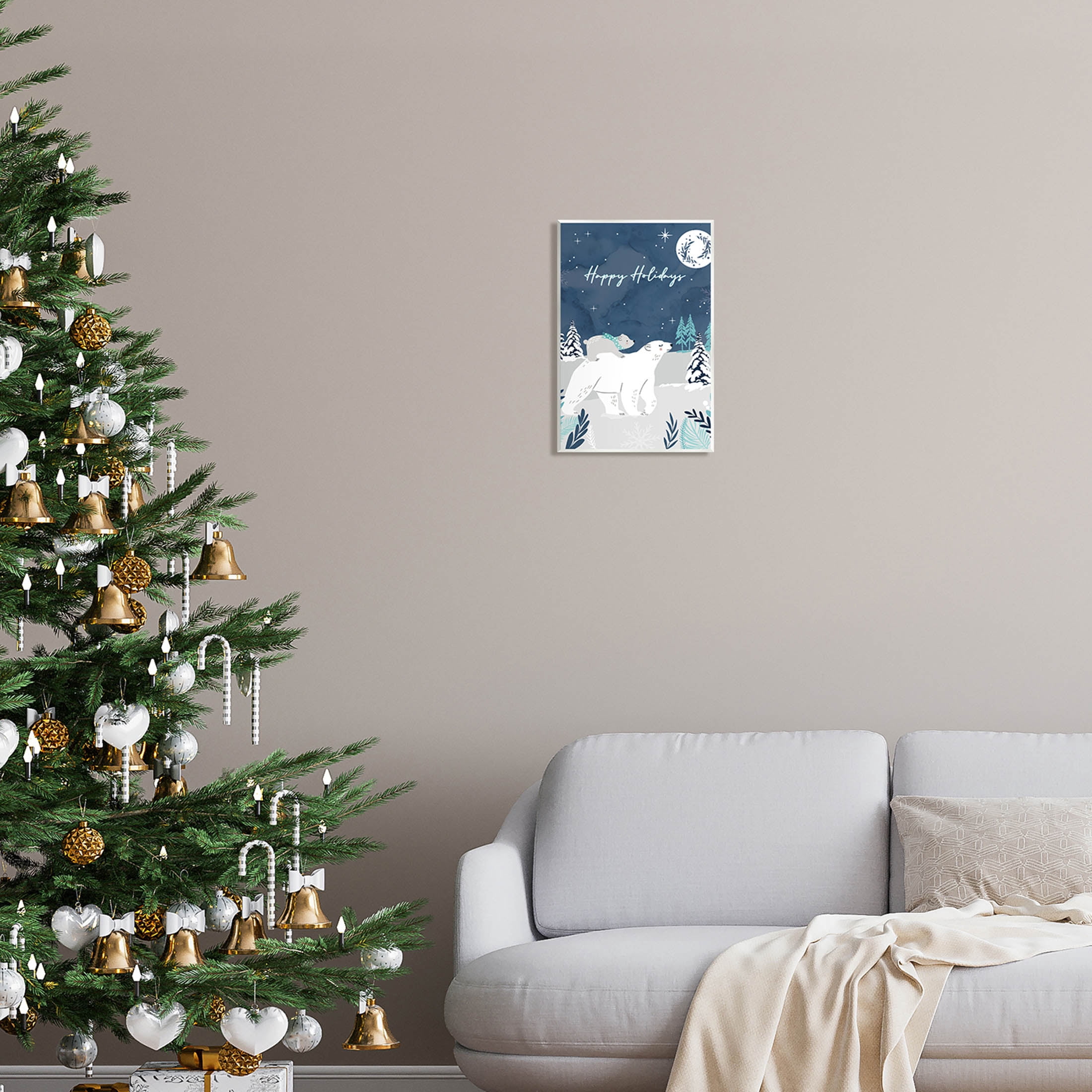 Happy Holidays Winter Snow Bears Holiday Graphic Art Unframed Art Print Wall Art