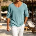 thumbnail image 4 of BRGZLK Mens Long Sleeve Shirts 2026 Stylish Solid Color V Neck Cut-Out Knit Pullover Sweater Lightweight Casual Loose Tees Tops for Travel Vacation Going Out Mint Green XL, 4 of 8