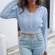 thumbnail image 4 of Suéter corto con cuello en V para mujer Suéter suelto de manga larga para otoño e invierno para mujer Otoño e invierno Nuevo Pompotops  hdfakjf11360, 4 of 9