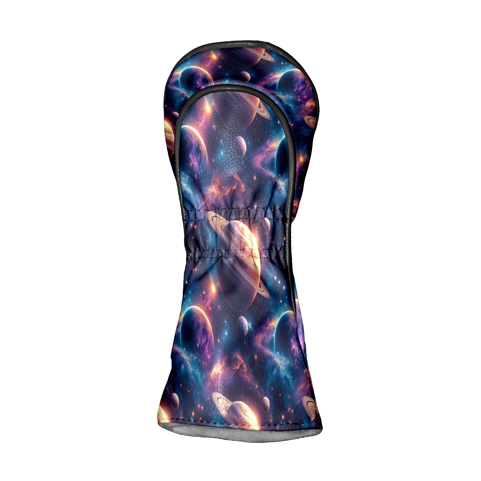 Golf Club Covers, Blue Cosmic Planets Premium PU Leather Driver Hybrid Putter Head Covers with Velvet Lining, Waterproof Golf Gifts for Men Women